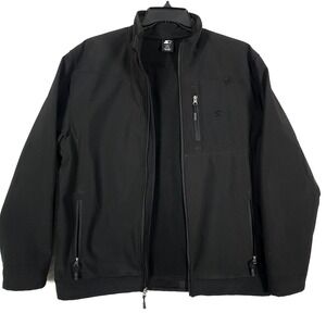 Starter Jacket Mens Medium Black Fleece Lined Full Zip Water Resistant Softshell